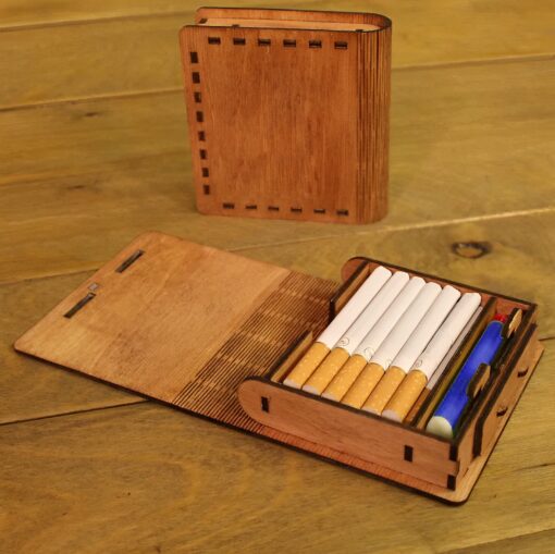 پاکت سیگار و فندک چوبی مدل TH_46626 6