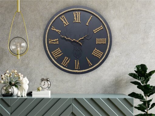 ساعت دیواری طرح گوزن مدل TH_32576